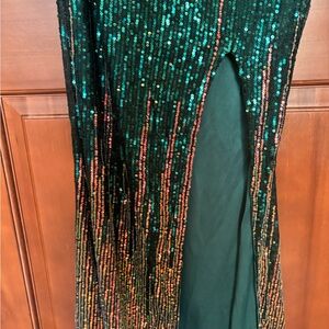 Formal Green One Shoulder Dress